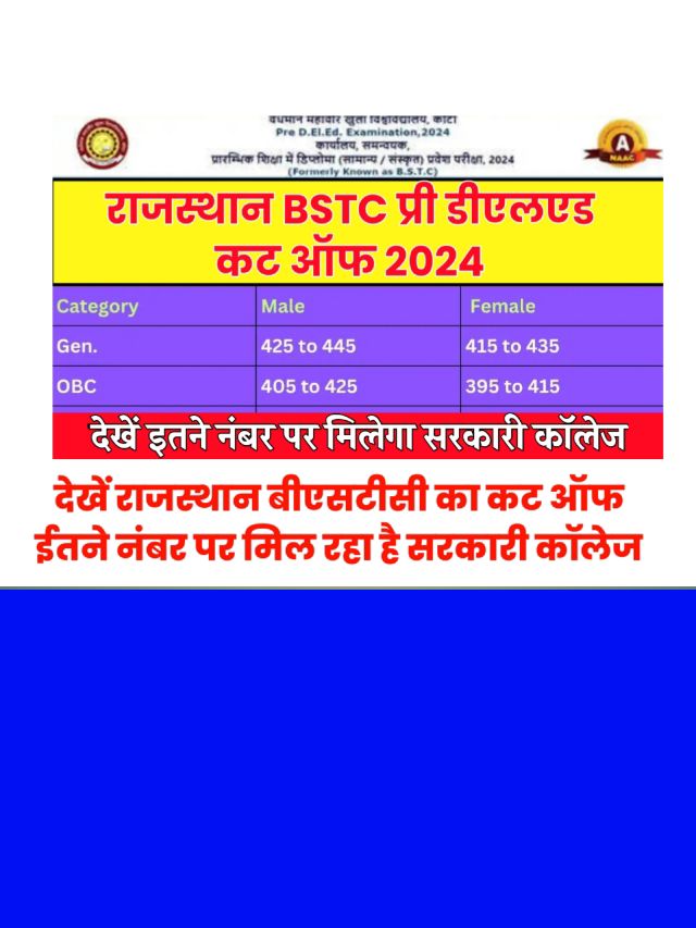 Rajasthan BSTC Pre DELED Cut Off Marks 2024: देखें कैटिगरी वाइज कट ऑफ