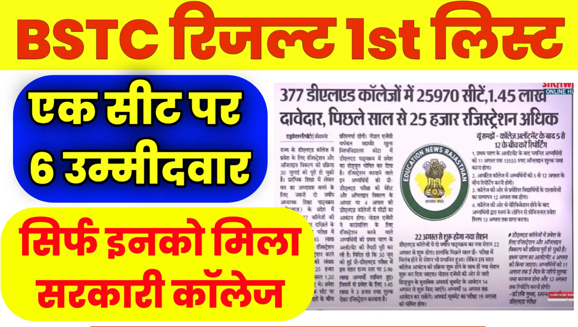 BSTC 377 Deled College allotment Result
