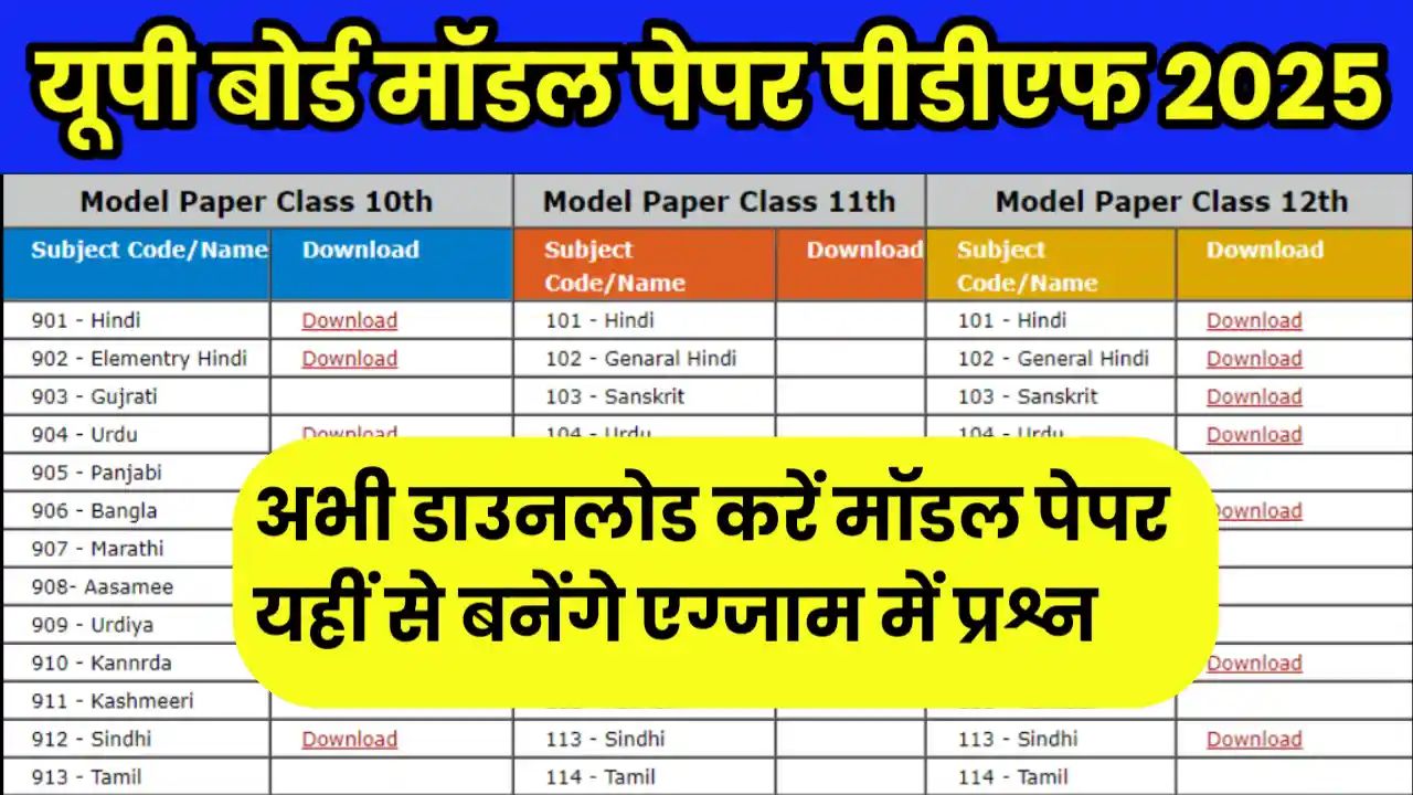 UPMSP UP BOARD Model Paper 2025